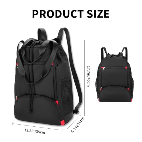 seyfocnia Drawstring Backpack,Gym Bags with Shoes Compartment Sports Gym Backpack Drawstring Bag Cinch Bag Swim Soccer Beach for Woman Men-Black