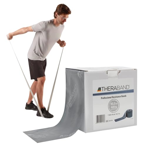 THERABAND Resistance Band, 50-Yard Roll, Latex Elastic Band for Exercise, Stretching, Physical Therapy, Yoga, Pilates, Home Workouts, Cut-to-Length, Color-Coded Levels - color: Silver | Super Heavy, style: Latex