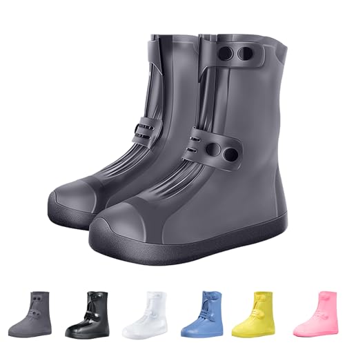 Waterproof Shoe Covers Non-Slip Rain Shoe Covers Reusable Silicone Shoes Covers For Rain Resistant Rain Boots For Men Women Outdoor Overshoes Protection - color: Grey-01, size: L (Men 4.5-6 / Women 6-7.5)