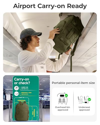 BAGSMART Travel Backpack for Women & Men 17.3 inch Laptop, Flight Approved Carry on Backpack with Shoe bag & 2 Packing Cubes, Water-Resistant Large Business Travel Bag, Weekender Bag - Olive green - color: Olive Green