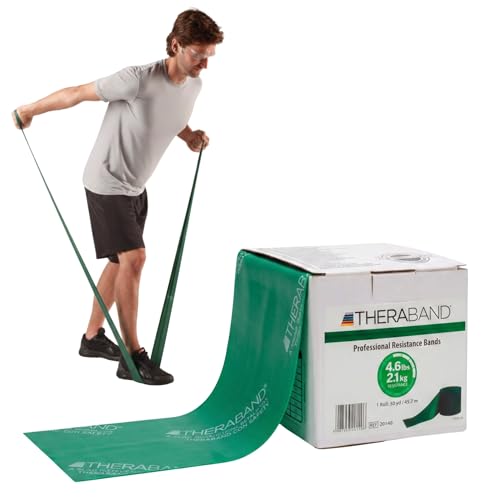 THERABAND Resistance Band, Green, Heavy, 50-Yard Roll, Latex, Elastic Band for Exercise, Physical Therapy, Yoga, Pilates, Stretching, Home Workouts, Cut-to-Length, Color-Coded Levels - color: Green | Heavy