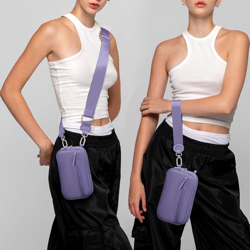 FODOKO Wristlet wallets for women Nylon Quilted Wallet with 4 Zippers,Travel Credit Card,Holder Cell Phone Organizer - color: Cloudy Purple