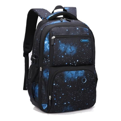 Bansusu Galaxy Kids Backpacks for Boys School, Water-resistant Boys Backpacks Middle School Bags, Black-blue - color: Black-blue-galaxy