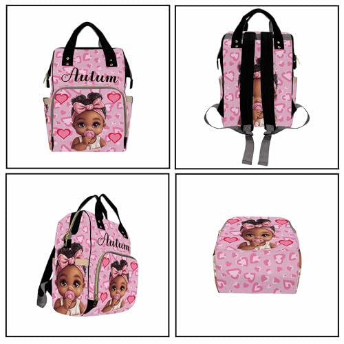 Custom Diaper Bag for Girls Personalized Diaper Bag Backpack &Insulated Water Bottle with Name Custom Monogram Baby Travel Bag Nursing Diaper Mommy Backpack with Adjustable Shoulder Straps Nappy Bag - color: Design 06