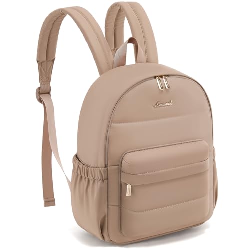 LOVEVOOK Mini Backpack Purse for Women, Small Puffer Lightweight Backpack, Casual Daily Daypack Purse for Women, back pack with Anti-theft Pocket for Travel-Khaki - color: Khaki