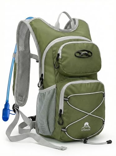 Hydration Hiking Backpack, Water Hiking Backpack, Hydration Backpack with 15l Water Bladder, Runinnng Backpack for Men Women for Cycling Campling - color: Forest Green