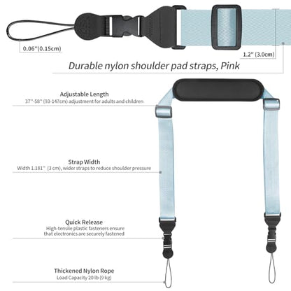 FIEIL Universal Shoulder Strap, Neoprene Padded Bag Strap with Double Adjustable Buckles, Comfortable Neck Lanyard for Camera, Cellphone Tablet,iPad, Laptop, Binocular, Luggage Bag(Blue) - color: Blue