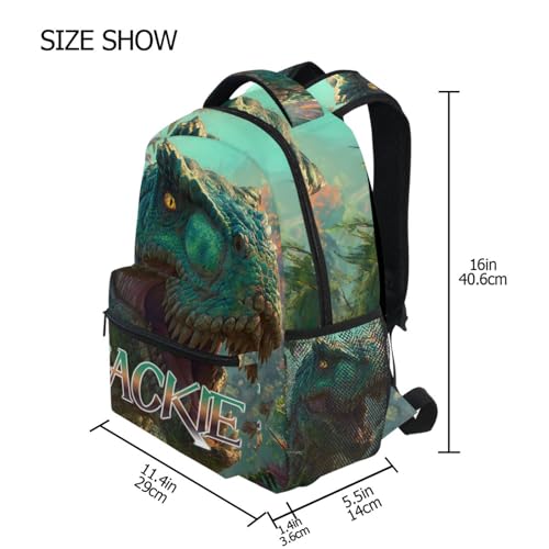 susiyo Custom Name Backpack Personalized School Bookbag Jungle Dinosaur Lightweight College Back Pack Travel Camping Casual Daypack for Teens Girls Boys Women Men - color: Custom Dinosaur