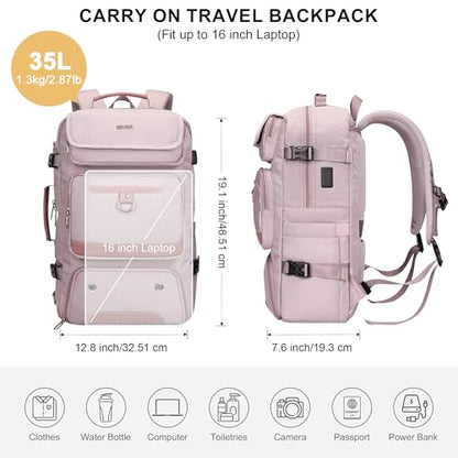 PIJUSHI Carry on Travel Backpack for Women Convertible Duffel Bag Backpack Large Luggage Rucksack Fit 16 Inch Laptop(PE039 Light Purple) - color: Light Purple