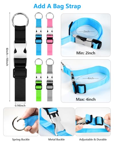 BILIONE 3Pcs Luggage Straps Set - 2 Suitcase Straps 70'' Long and 1 Add A Bag Strap, Adjustable Luggage Identifiers Nylon Travel Belt - color: Blue