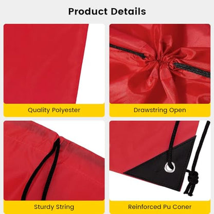 Vorspack 100 Pcs Drawstring Bags Bulk - Lightweight Drawstring Backpack, Cinch Bag for Party Sport Gym Trip Gift - Red - color: Red