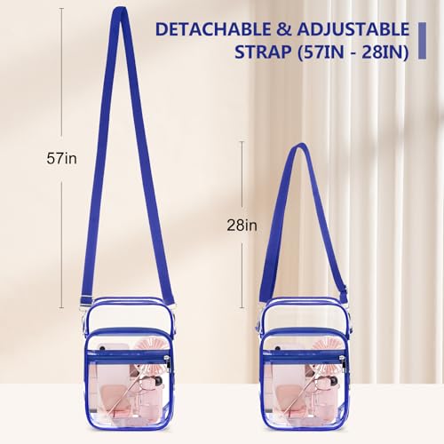 Blvornl Clear Crossbody Bag with Adjustable Shoulder Strap, Stadium Approved PVC Purse Bag, Messenger Bag - color: Blue, size: Large