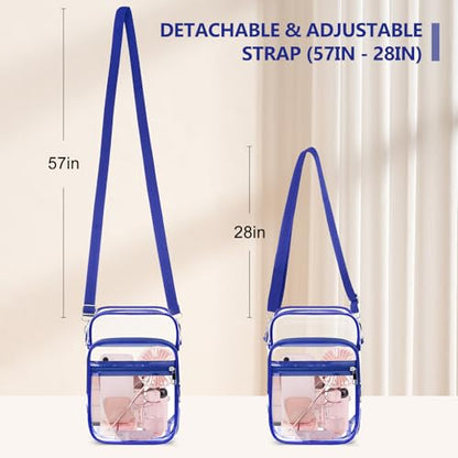 Blvornl Clear Crossbody Bag with Adjustable Shoulder Strap, Stadium Approved PVC Purse Bag, Messenger Bag - color: Blue, size: Large