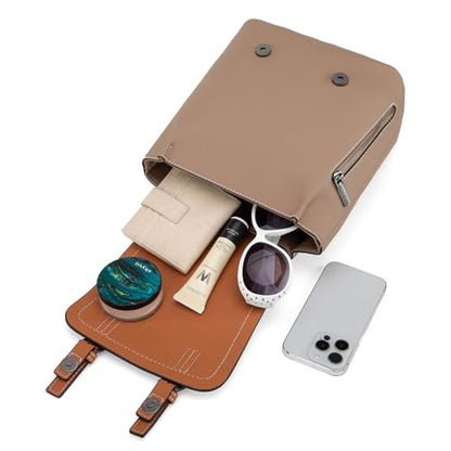 Montana West Small Backpack Purse for Women Vegan Leather Mini Colorblock Womens Backpack Cute Convertible Shoulder Bag - color: Camel