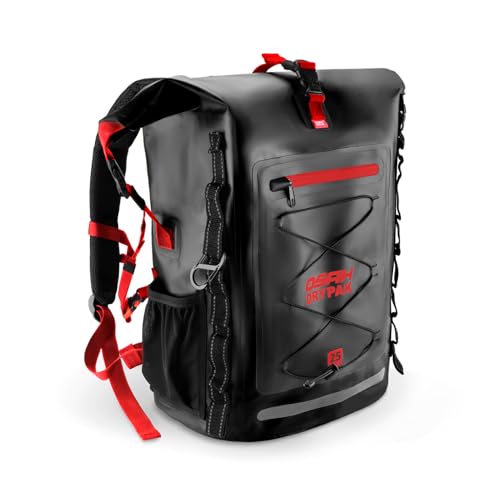 OSAH DRYPAK Waterproof Backpack Dry Bag 25L/35L/55L/85L – Heavy Duty Roll-Top Hiking Backpack Sack Keeps Gear Dry for Travel, Kayaking, Boating, Camping, Rafting and Fishing - color: Black Red, size: 25L