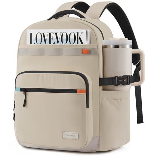 LOVEVOOK Laptop Backpack for Women with 40oz Tumbler Holder, Lightweight School Backpack Fits 15.6 Inch Laptop, Cute College Backpack for Work, Travel & Daily Commute - color: 117#gray, size: 15.6 Inch