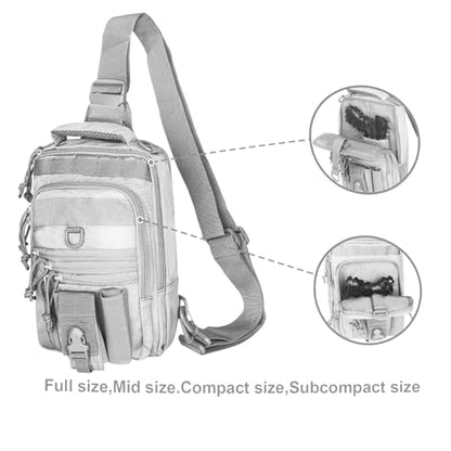 DegeTMVe Dual Pistol Holster Chest Bag Concealed Carry Sling Crossbody Tactical Gun Convertible Backpack Shooting Hunting - color: Grey