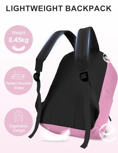 VASCHY School Backpack, Lightweight Water Repellent Backpack Men School Bag Women Children Boy Leisure for Girl School High School Teenagers College Business Travel, Pink, M, Backpacks Handbags - color: Pink