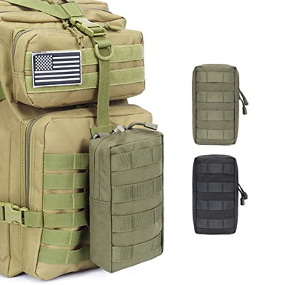 Azarxis Molle Pouches, Tactical Compact EDC Small Utility Pouch Waist Bags Sundries Storage Admin Organize Gear Gadget for Military Backpack - color: #01 Green - 8.28"x4.33" - 2 Pack