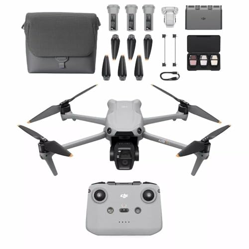 DJI Air 3S Fly More Combo (RC-N3), Drone with 1" CMOS Wide-Angle & Medium Tele Camera, 4K/60fps HDR Video, Nightscape Omnidirectional Obstacle Sensing & 3 Batteries for Extended Flight Time - style: Air 3S Fly More Combo (RC-N3)