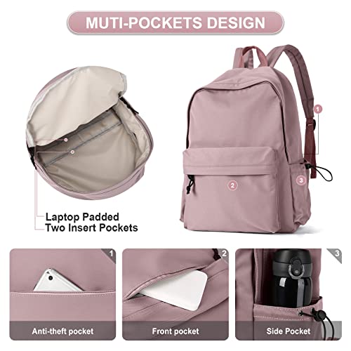 Purple School Backpack for Girls Water Resistant High School Book Bag Simple Backpack for Teens Boys Girls, Lightweight Simple Middle School Back Pack Daypack - color: Purple