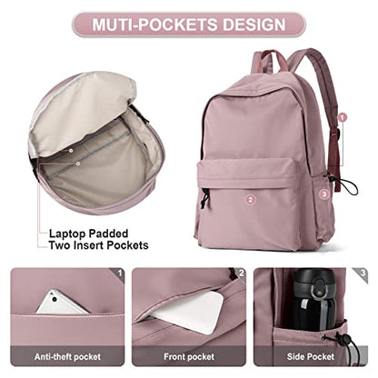 Purple School Backpack for Girls Water Resistant High School Book Bag Simple Backpack for Teens Boys Girls, Lightweight Simple Middle School Back Pack Daypack - color: Purple