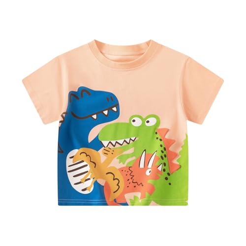 PINU Boys Girls Dinosaur T-Shirt Short Sleeve Cotton Graphic Tees for Kids Cute Summer Tops Comfortable Casual Playwear - color: 8367-pink, size: 1T
