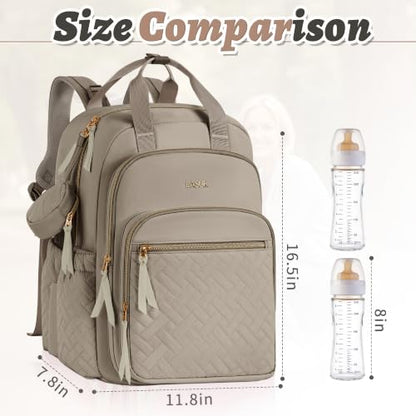Diaper Bag Backpack, 27L Large Quilted Small Baby Bag with Changing Pad & Pacifier Case, Stroller Hooks, Easy-Access Baby Essential, Maternity Travel Backpack Unisex, Brown - color: Brown, size: Large