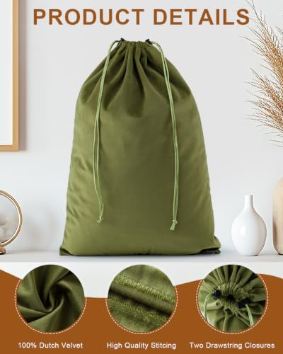 4 Pcs Shoe Bags for Travel, Dust Velvet Bags, Sage Green, 17.3x12.6 Inch - color: Sage Green, size: 17.3"x12.6"