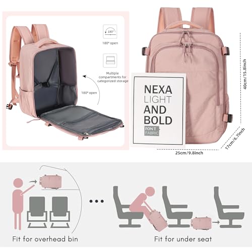 Travel Backpack For Women Men,Airline Approved Carry on Backpack,Casual Daypack for Business Travel Essentials (Pink) - color: Pink