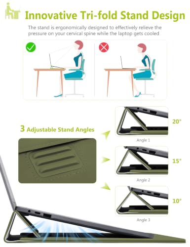 HYZUO 13 Inch Laptop Sleeve Case Bag with Adjustable Stand for MacBook Air 13 M5 A3449 M4 M3 M2 M1 2026-2018, 13" MacBook Neo 2026, MacBook Pro 13 M2 M1 2026-2016, Surface Pro, XPS 13, Olive Green - color: Olive Green, size: 13 Inch