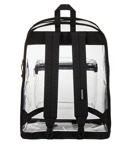 JanSport Clear Pack – 25.5L Transparent Backpack, Large Main Compartment, Side Water Bottle Pocket, Front Zippered Pocket, Mesh Bottom Panel, Clear - color: Clear, size: Large