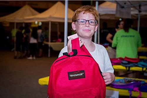 Trail maker 24 Pack- Classic 17 Inch Backpacks in Bulk Wholesale Back Packs for Boys and Girls - color: Red
