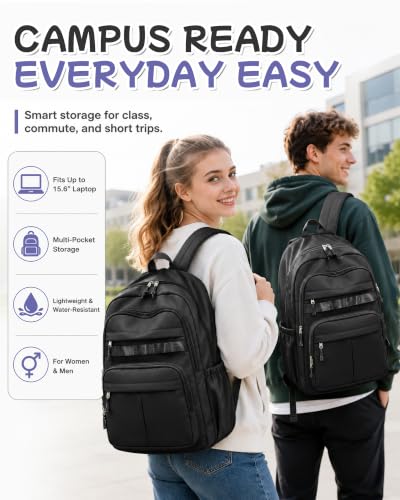 Black Backpack for School, High School Bookbag Back Pack for Teens Girls Boys, Lightweight College Backpack Book Bag for Women Men, Simple Casual Daypack Backpack Mochilas Escolares para Adolescentes - color: A2-black