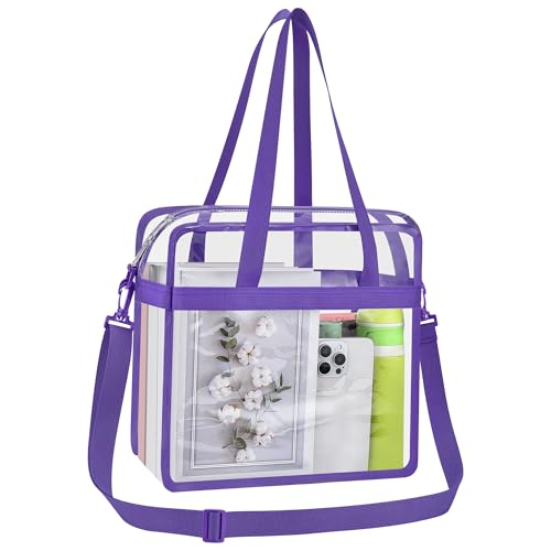 Oraben Clear Tote Bag Clear Bag Stadium Approved 12x6x12 Stadium Bag for Work, Sports Games,Gym - color: Purple, style: Main Pocket Only