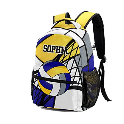 Custom Volleyball Blue Yellow White Personalized Causual Shoulder Bag Sports Leisure Camping Backpack for Women Men - color: Design 3