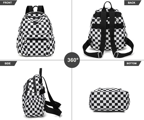 Pealwel Mini Backpack Purse for Women,Small Nylon backpacks for Ladies Backpacks Women Anti Theft Travel Bag (White&Black) - color: White&black