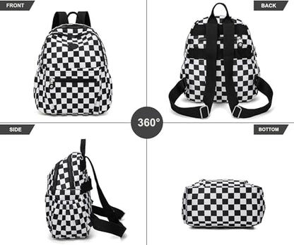 Pealwel Mini Backpack Purse for Women,Small Nylon backpacks for Ladies Backpacks Women Anti Theft Travel Bag (White&Black) - color: White&black