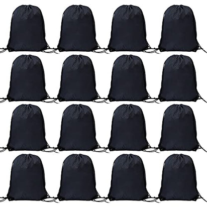 Bulk Drawstring Bags, Polyester Draw String Bags, Gym Sports Cinch Bag Drawstring Backpack for Women Men - color: Black