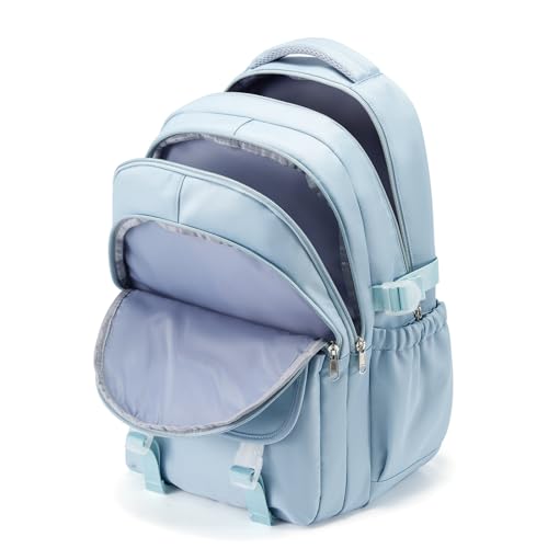 Waterproof Aesthetic Backpack For School, Cute High School Bookbag For Teen Girls Boys, Lightweight Casual Daypack Backpack For Women Men, College Backpack With Lots Of Pockets（Blue） - color: Blue