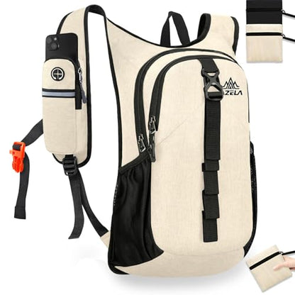 15L Small Hiking Backpack Foldable Ultralight Trekking Camping Outdoors Backpack for Women Men (beige) - color: Beige