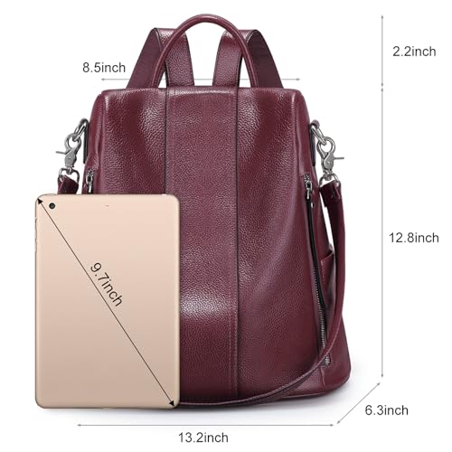 S-ZONE Leather Backpack Purses for Women Antitheft Rucksack Shoulder Bag Medium - color: Purple