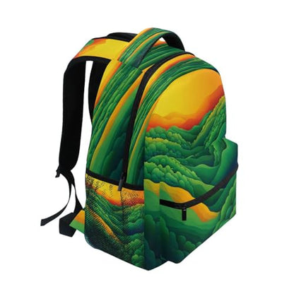 Cute Backpack for Unisex Adult Waterproof Laptop Bag with Chest Strap for Travel Trip Spinach Landscape Style - color: Multicolor08