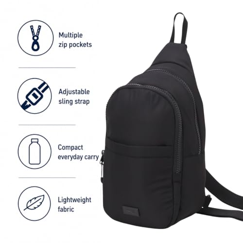 Reebok Unisex Crossbody Bag - Convertible Compact Durable Cross Body Bag for Women and Men - Gym and Travel Essentials, Size One Size, Thea II Black - color: Thea II Black