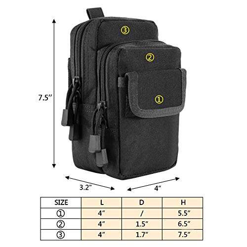 FRTKK 2 Pack Molle Pouches - Tactical Compact Water-Resistant EDC Pouch Bag Small Utility Pouch - color: 2 Pack-Black 2