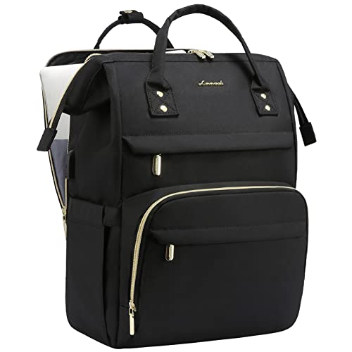 LOVEVOOK 17.3 Inch Laptop Backpack, Large Travel Backpack for Women, Water Resistant Teacher Backpack with Laptop Compartment, Professional Business Work bags with Charger, Black - color: Black, size: 17 inch-Separate Laptop Compartment