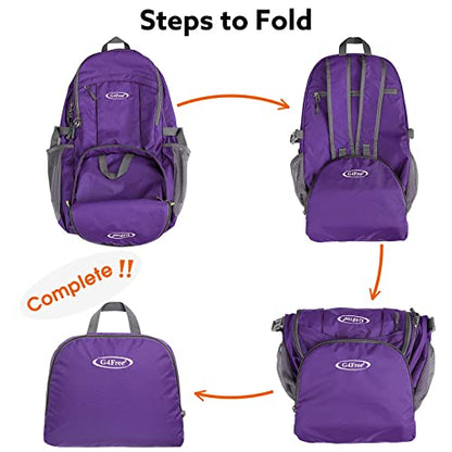 G4Free 40L Lightweight Packable Hiking Backpack, Waterproof Travel Daypack - color: Purple