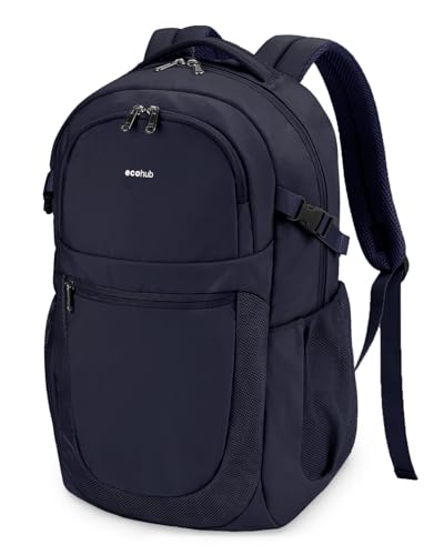 ECOHUB Travel Backpack for Women, 17.3 inch Suspended Laptop Backpack, Fashion Water-Resistant College Computer Bookbag, 28L Personal Item Bag with 12 Pockets for Causal, Work, Blue - color: Blue