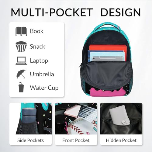 Personalized Kids Backpacks - Custom Baseball Backpack for Boys Kids Sports School Bookbag Youth Player Gift 17" Drip Design Girls Schoolbag for Kindergarten Elementary Primary - color: White