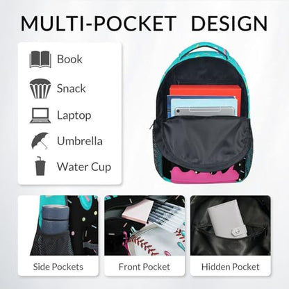 Personalized Kids Backpacks - Custom Baseball Backpack for Boys Kids Sports School Bookbag Youth Player Gift 17" Drip Design Girls Schoolbag for Kindergarten Elementary Primary - color: White